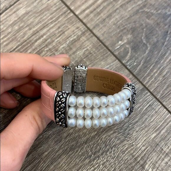 Honora Pearl Leather Cuff - Picture 1 of 6